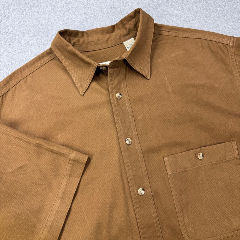 Vintage 90s Fieldmaster Shirt Mens Large Brown Short Sleeve Button Up *TINY FLAW